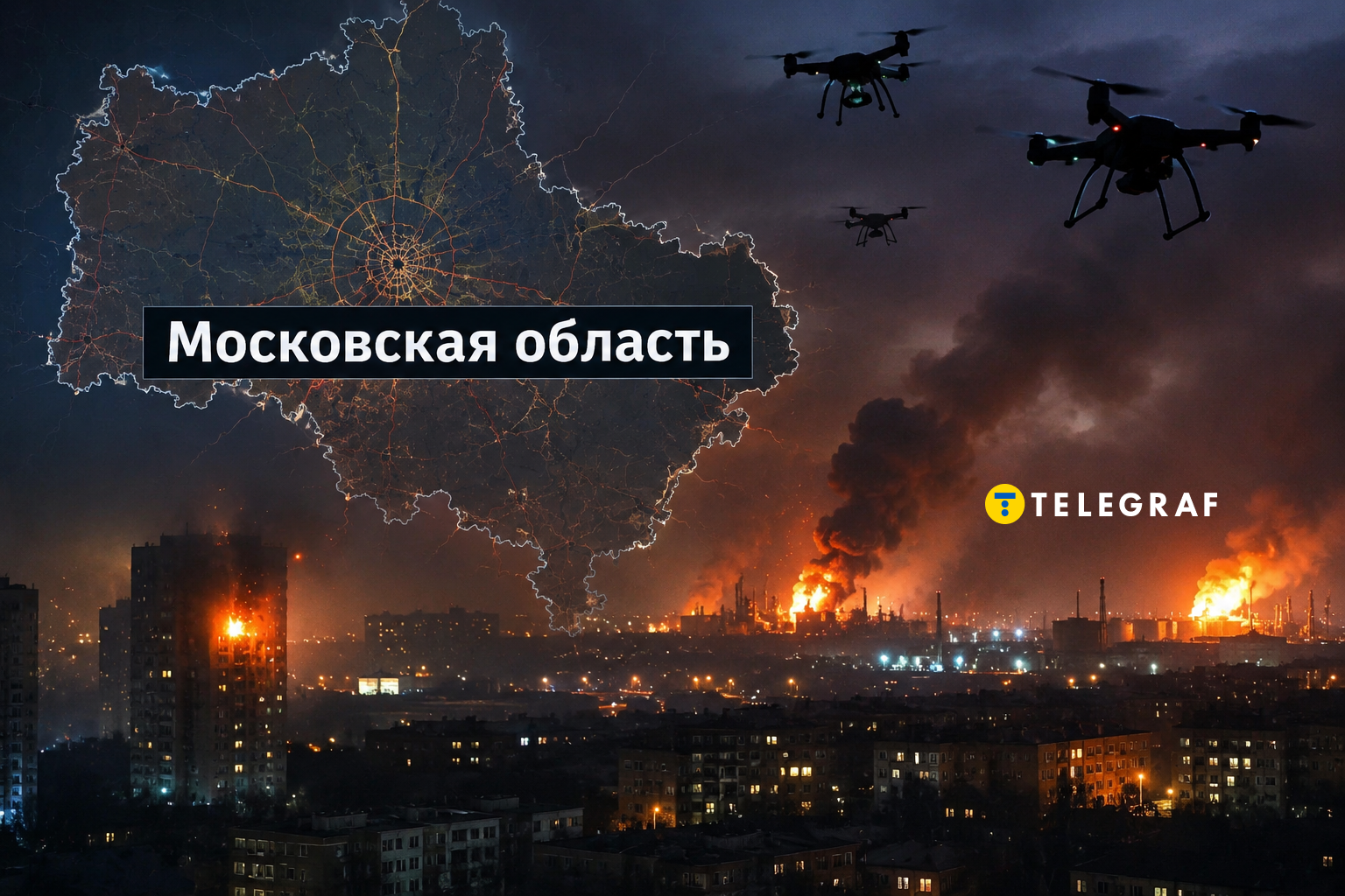 Прильоти, пожежі та густий дим: Москва та область всю ніч була під масованою атакою