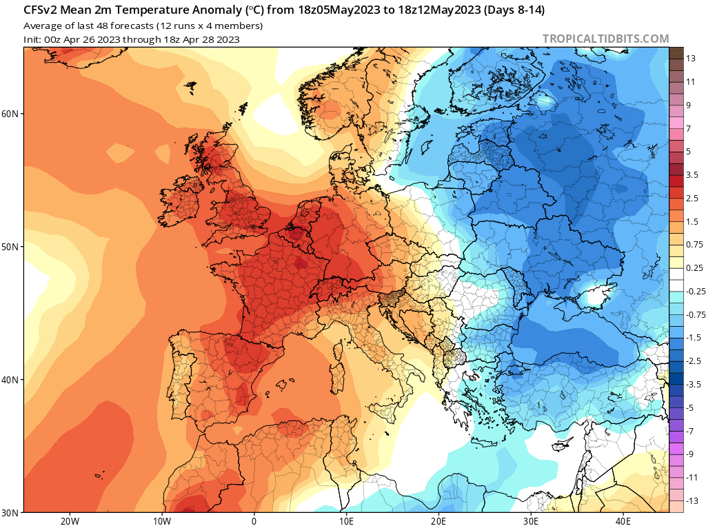 Погода в Европе в мае 2023