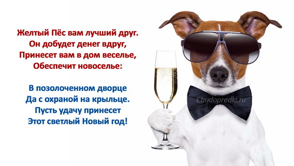 Красивые поздравления с Новым годом другу Год Собаки