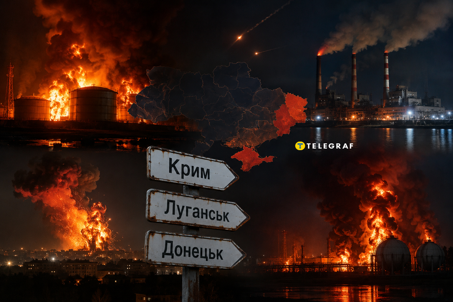 Вибухи та сильні пожежі: дрони атакували ТЕС та нафтобази на