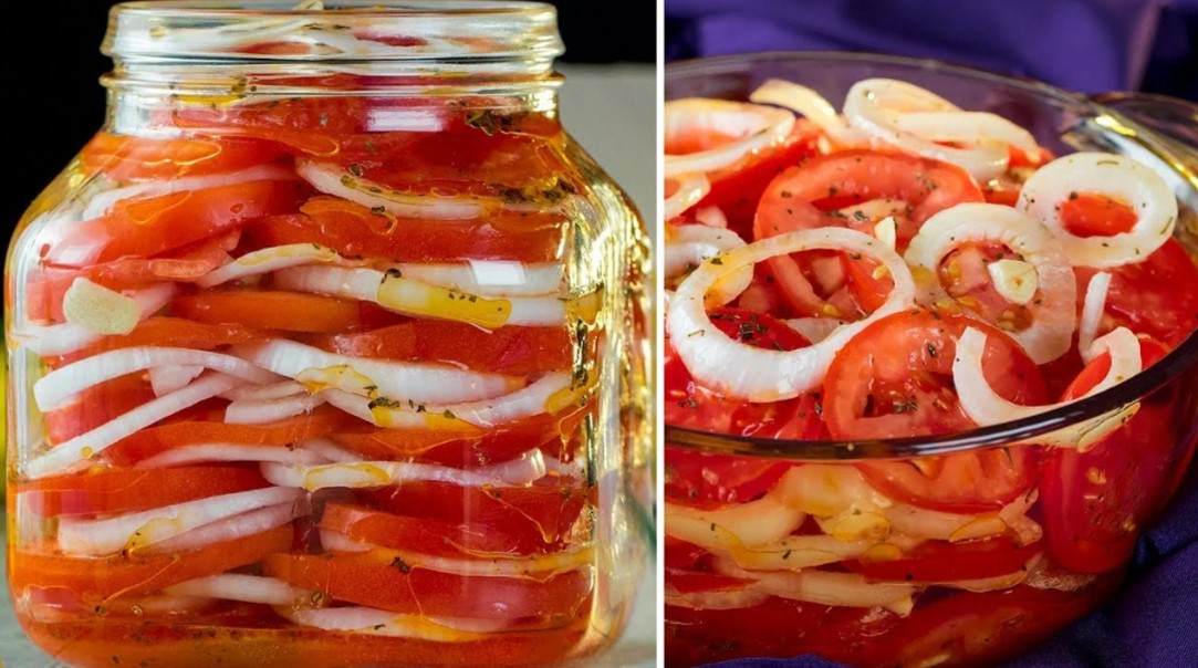 Салат из помидор с луком на зиму, рецепт с фото