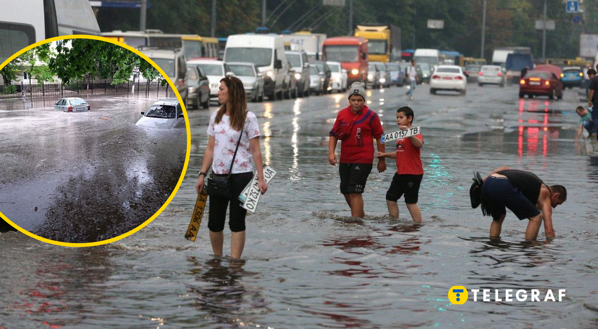 Сильные дожди в Киеве — водой залило улицы, авто плавают, потоп в  квартирах, видео - Телеграф