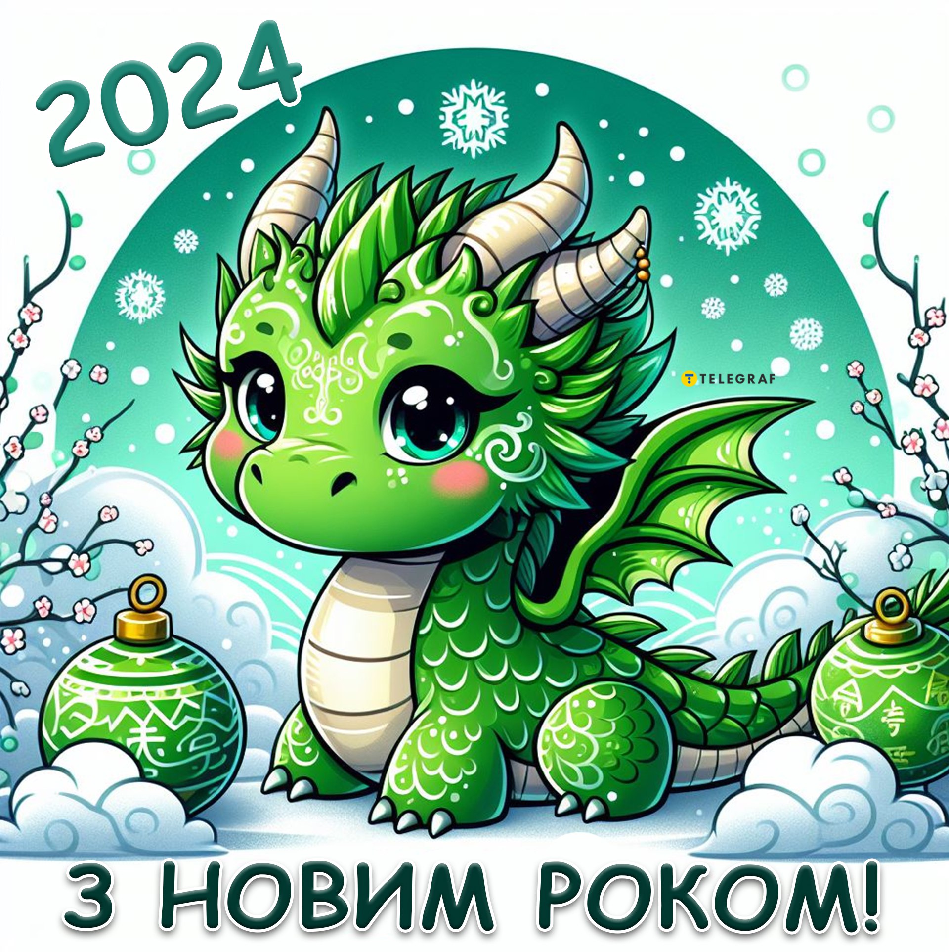 Привітання з Новим роком 2024 - яскраві листівки та картинки - Телеграф