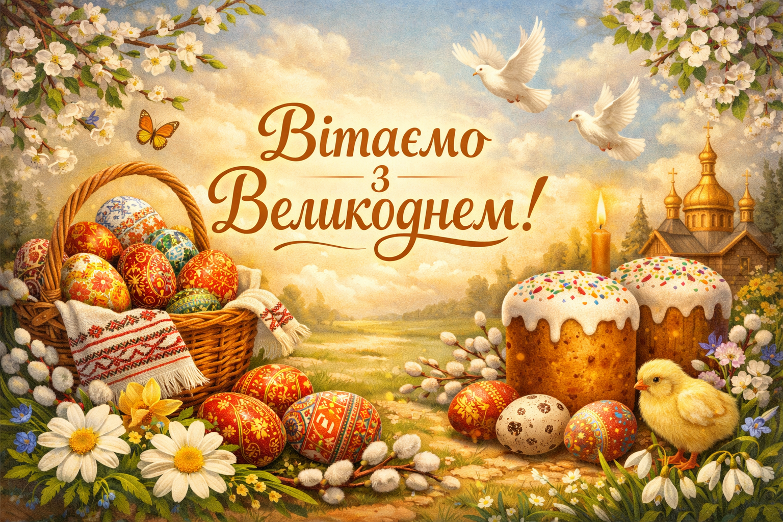 З Великоднем 2026! Барвисті листівки та душевні смс-привітання
