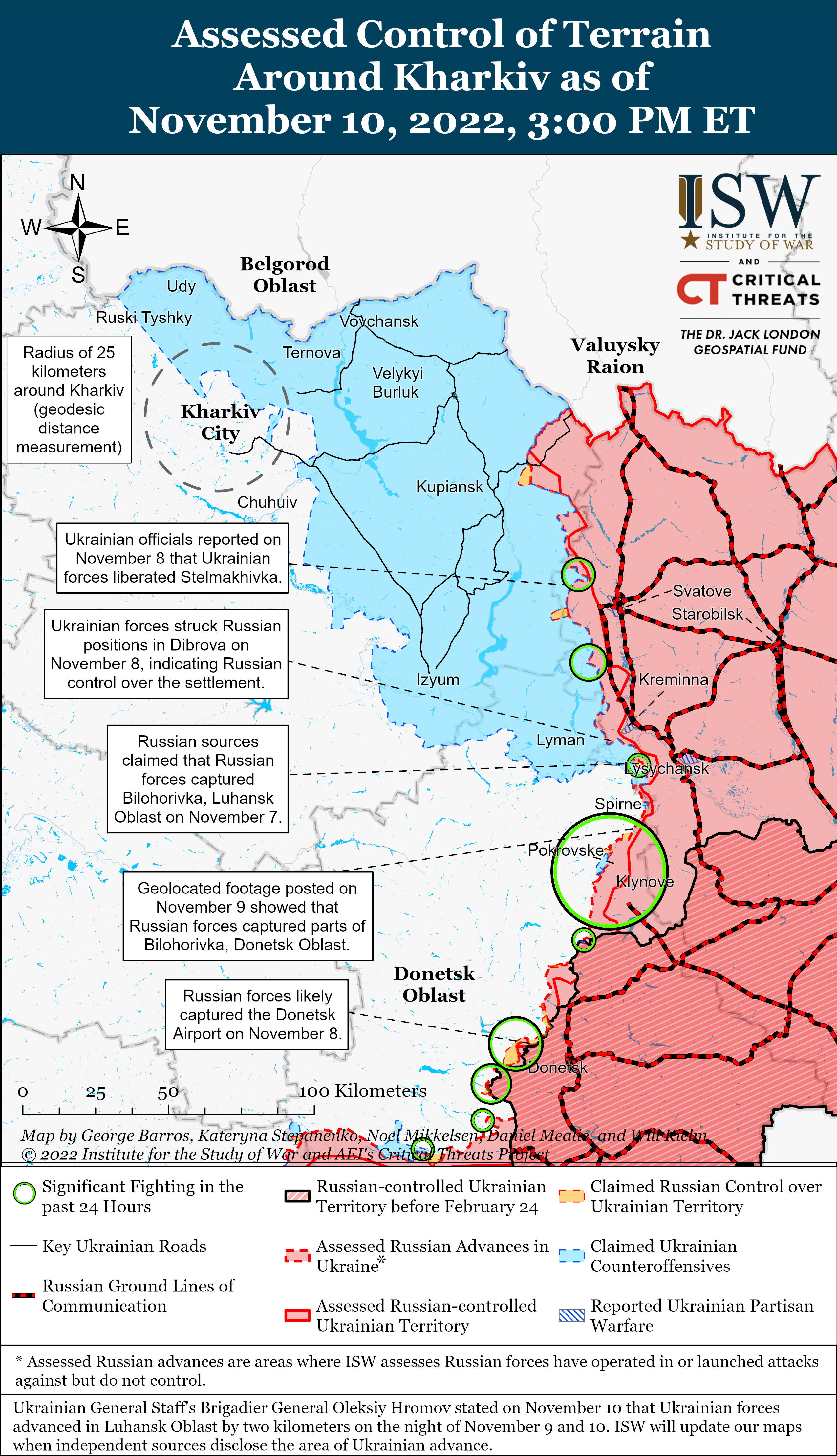 Карта бойових дій в Україні 11.11 - росіяни відступають на Херсонщині, йдуть бої під Бахмутом та Сватово - Телеграф