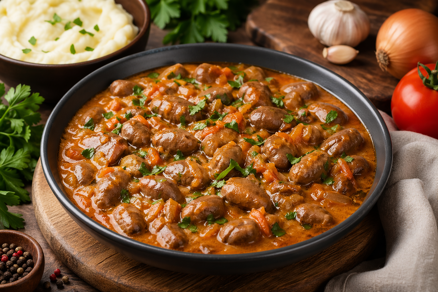 Несподівано смачно: гуляш із курячих сердечок у густому соусі (відео)