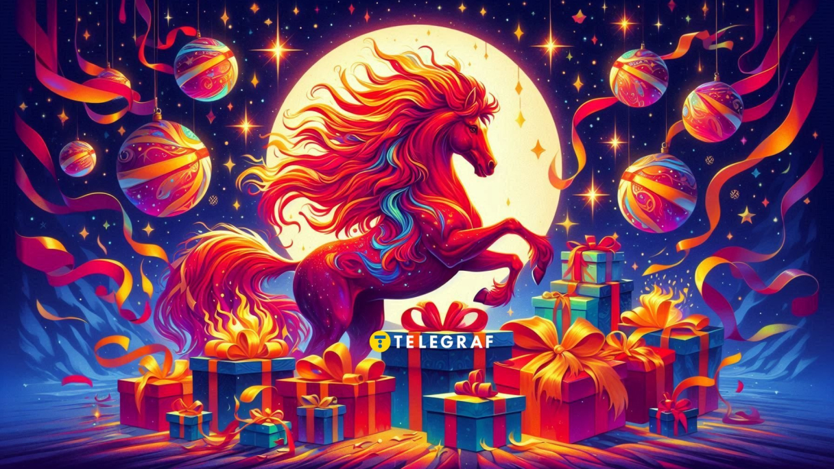 Открытка на год Огненной Лошади