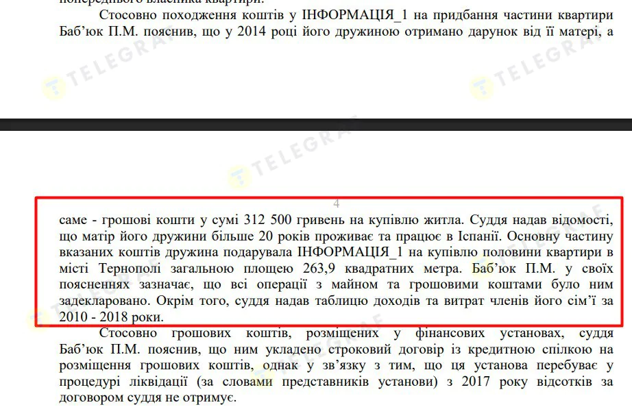 Петр Бабьюк, происхождение средств