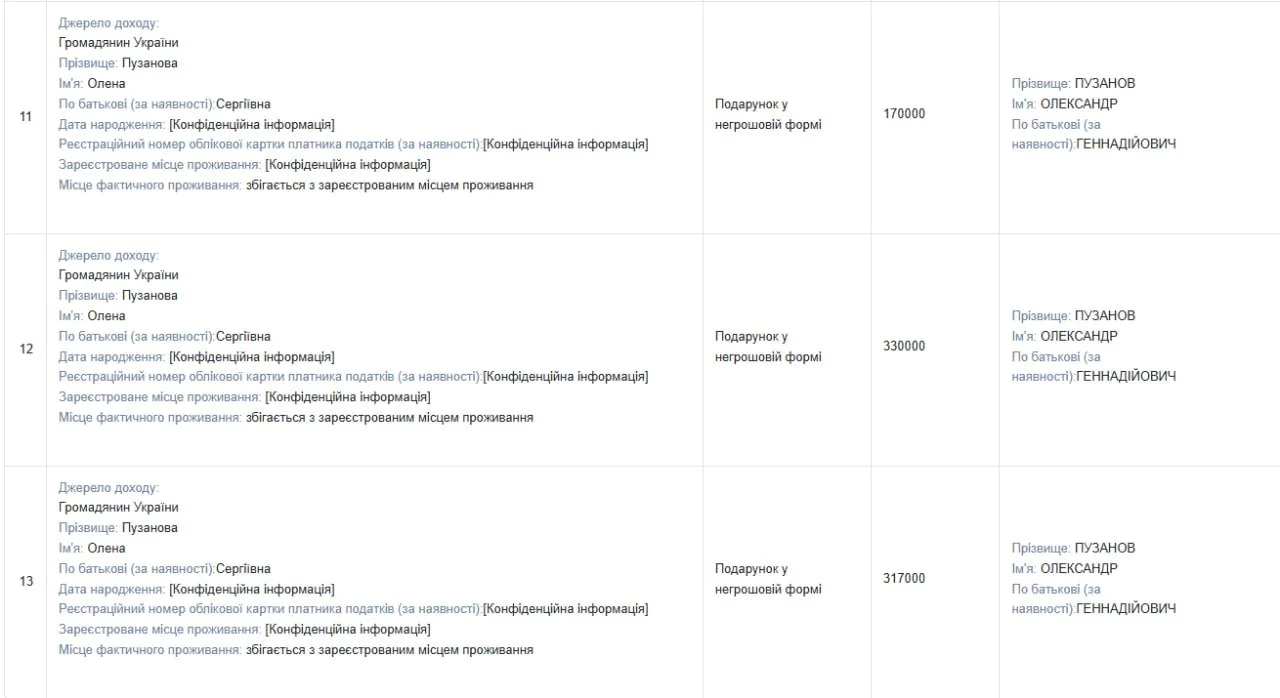 Александр Пузанов, декларация