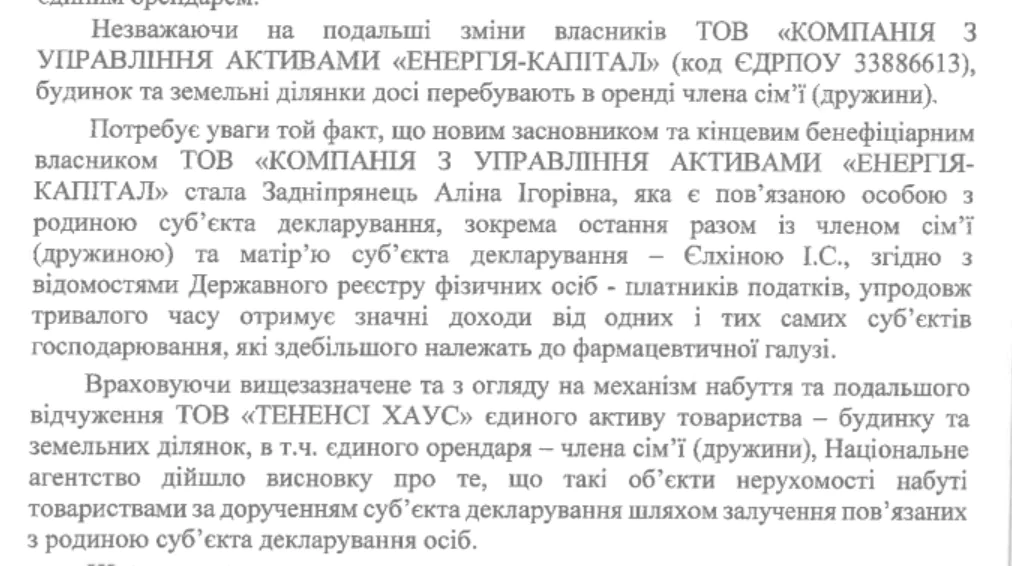 Тененси Хаус, Мария Ехина, НАПК