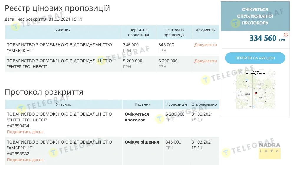 добыча янтаря, реестр предложений