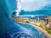 Волны цунами могут достигать десятков метров и разрушать дома