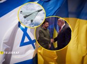 Флаги, главы Израиля и Украины, дрон