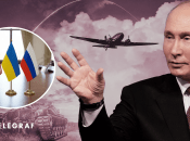 Прапори США, України, Росії та лідер Кремля