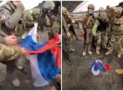 Сожжение российского флага после освобождения Гостомеля