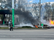 Пожар после удара по заправке в Харькове