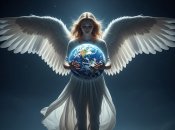 Дівчина, яка в образі ангела тримає світ