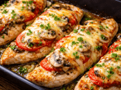 Соковита курочка під сирно-грибною шапкою