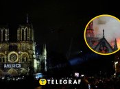 Собор Парижской Богоматери во время пожара и после реконструкции