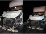 Смятый капот авто