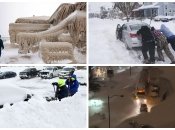 В сугробы попадают даже снегоуборочные машины