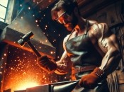 Кузнец кует железо