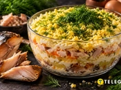 Салат «Золотая рыбка» с копченой рыбой