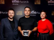 Effie Awards Ukraine 2024. Директор з маркетингу Favbet Євген Яценко, директор з розвитку Banda Agency Дмитро Адабір, креативна директорка Banda Agency Олександра Дорогунцова