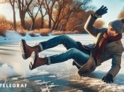 Є певні правила поводження  на льоду, які допоможуть не впасти (зображення створено за допомогою ШІ)
