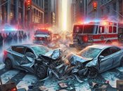 Лобовое столкновение двух авто