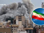 Взрыв и флаг Ирана