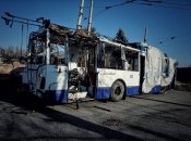 Пошкоджений тролейбус у Бахмуті