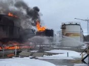 Пожар на нефтебазе в Клинцах