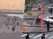 Вооруженные нападения в Дагестане: в Махачкале на пляже жестко задержали двух мужчин (видео)