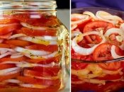 Кращий салат на зиму з помідорів та цибулі