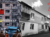 Поврежденные от ракетной атаки дома на Святошине