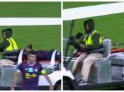 Футболист выпал с носилок