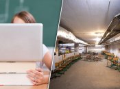 Не всі укриття в школах відповідають високим стандартам, тож іноді батьки обирають для своїх дітей навчання онлайн. Фотоколаж "Телеграфу".