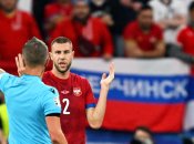 Российский флаг на матче Евро-2024 Сербия - Англия