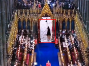 Во время трансляции увидели человека в черном балахоне и с палкой, похожей на косу