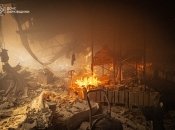 Пожар в типографии после прилета