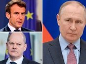 Эммануэль Макрон, Олаф Шольц и владимир путин