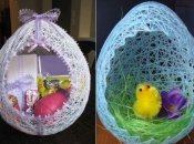 DIY с ребенком. Ажурная корзинка-яйцо для пасхальных сувениров