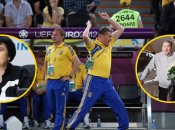 Ирина Дерюгина и Олег Блохин с женой Анжелой