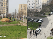 Мужчины охраняют установку забора