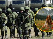 Россияне и девушка в поле