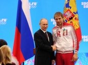 Владимир Путин и Антон Шипулин после Олимпиады в Сочи