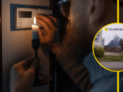 Чоловік зі свічкою біля лічильника електроенергії