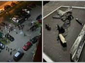 Мешканці вийшли на вулицю, на дах упали уламки дрону