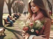 Девушка в парке весной